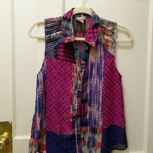 Sequin sheer colorful blouse